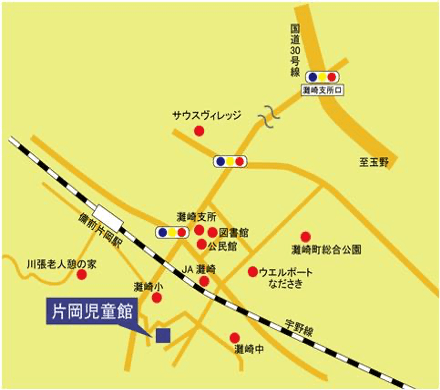 片岡児童館までの地図の画像