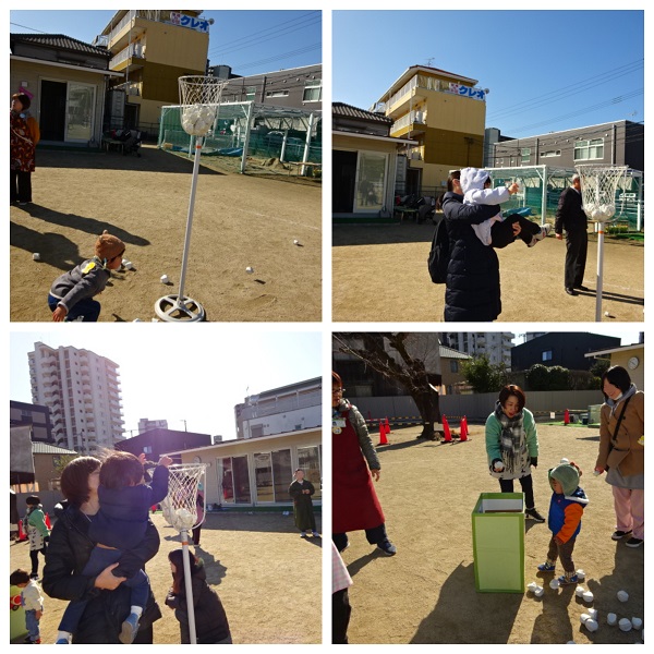 玉入れに挑戦する子どもたち