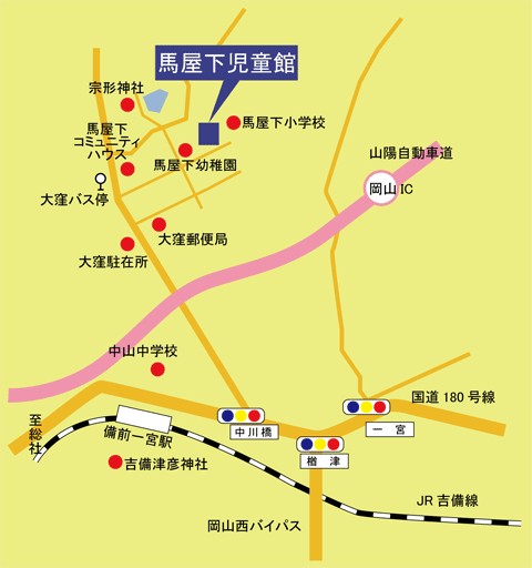 馬屋下児童館への地図の画像