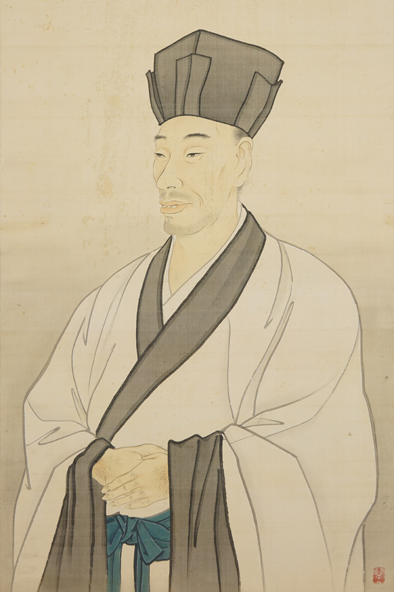 河本立軒の肖像画(寛政12年に大野文泉が描いた原画の模本とみられるもの)の画像