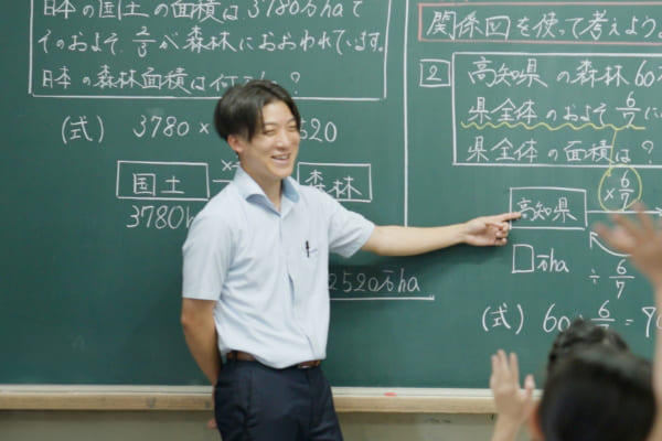 教壇に立っている先生の写真